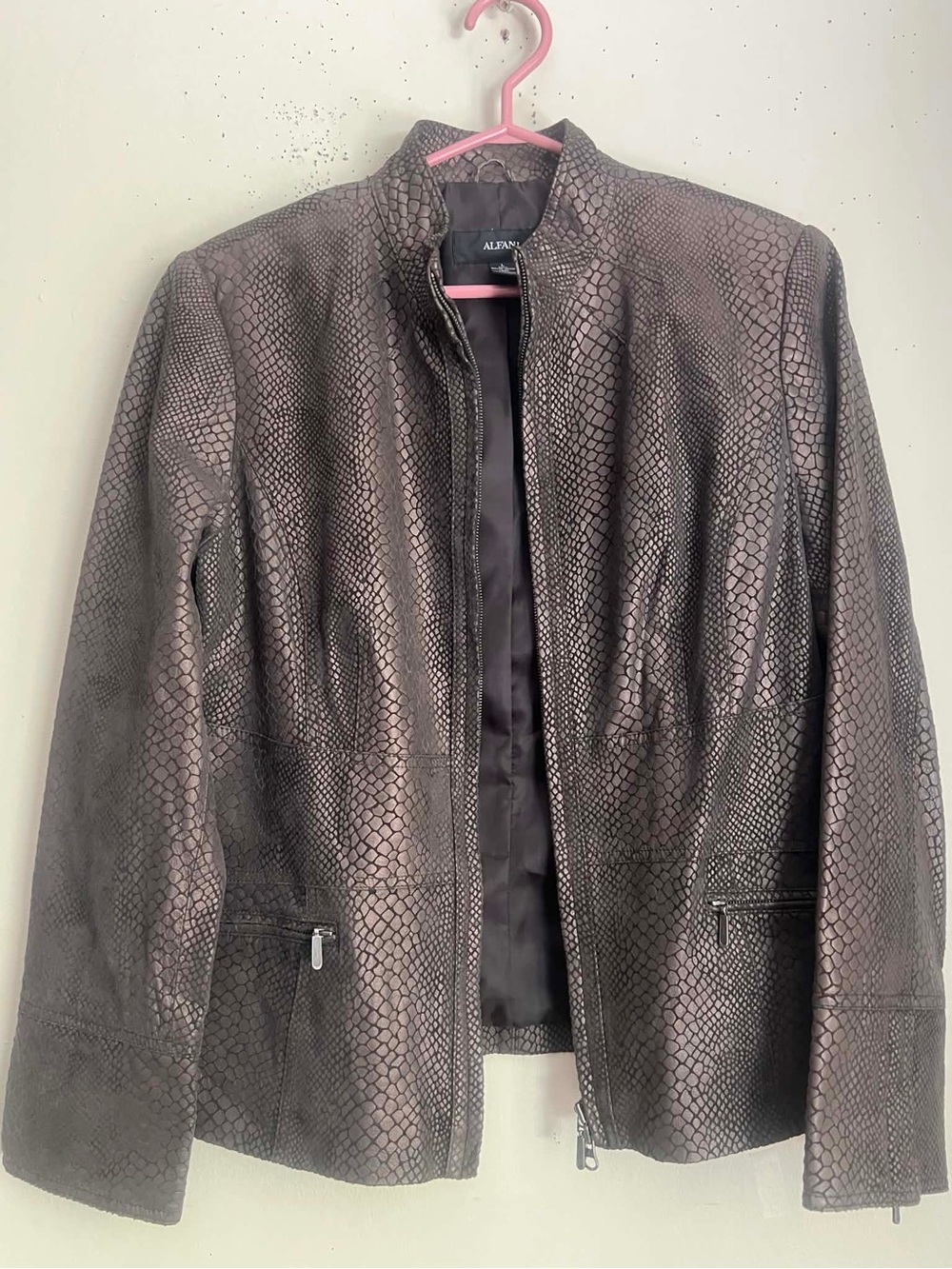 Alfani Metallic Snake-Print Jacket in Shimmering Taupe